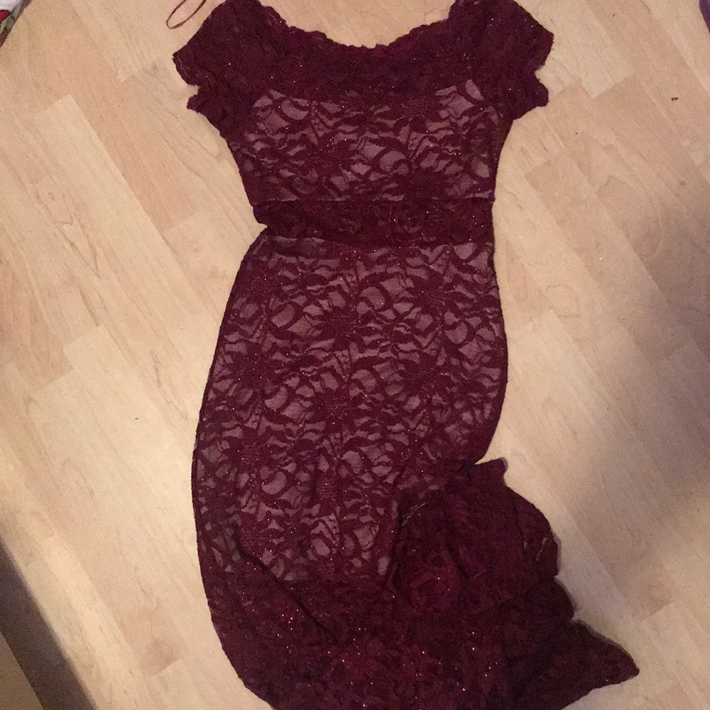 Burgundy floor length floor